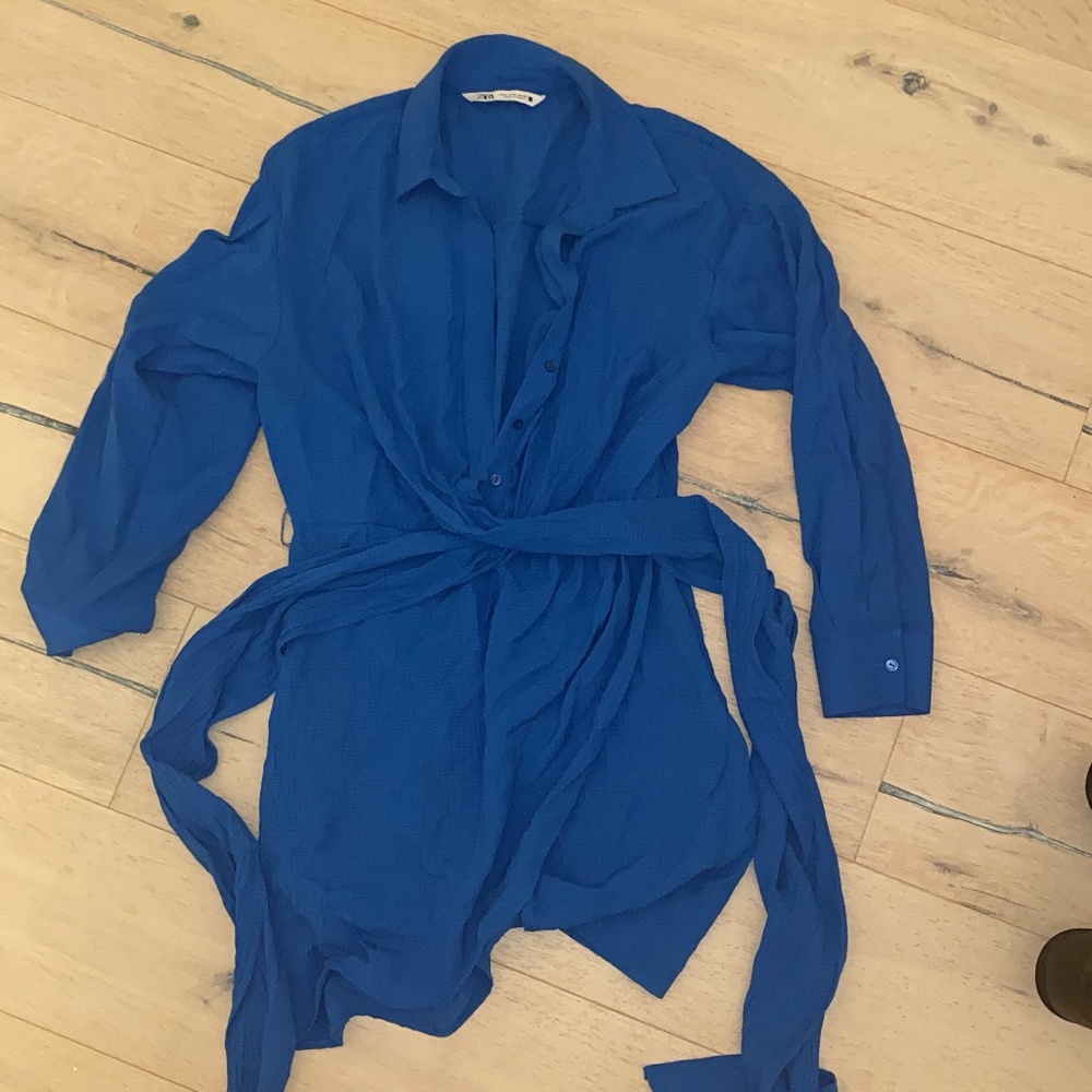 Blue wrap dress zara